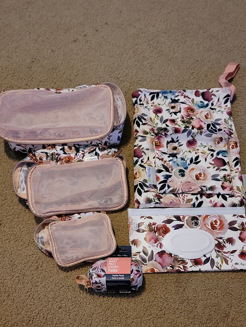 Itzy Ritzy Pink Floral Travel Packing Cube Set